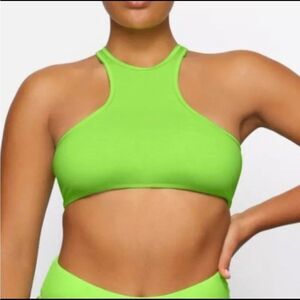 SKIMS NEW XXS Neon Green High Neck‎ Racerback Swim Top